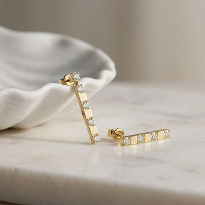 1.1Ct Moissanite Linear Bar Drop Earrings