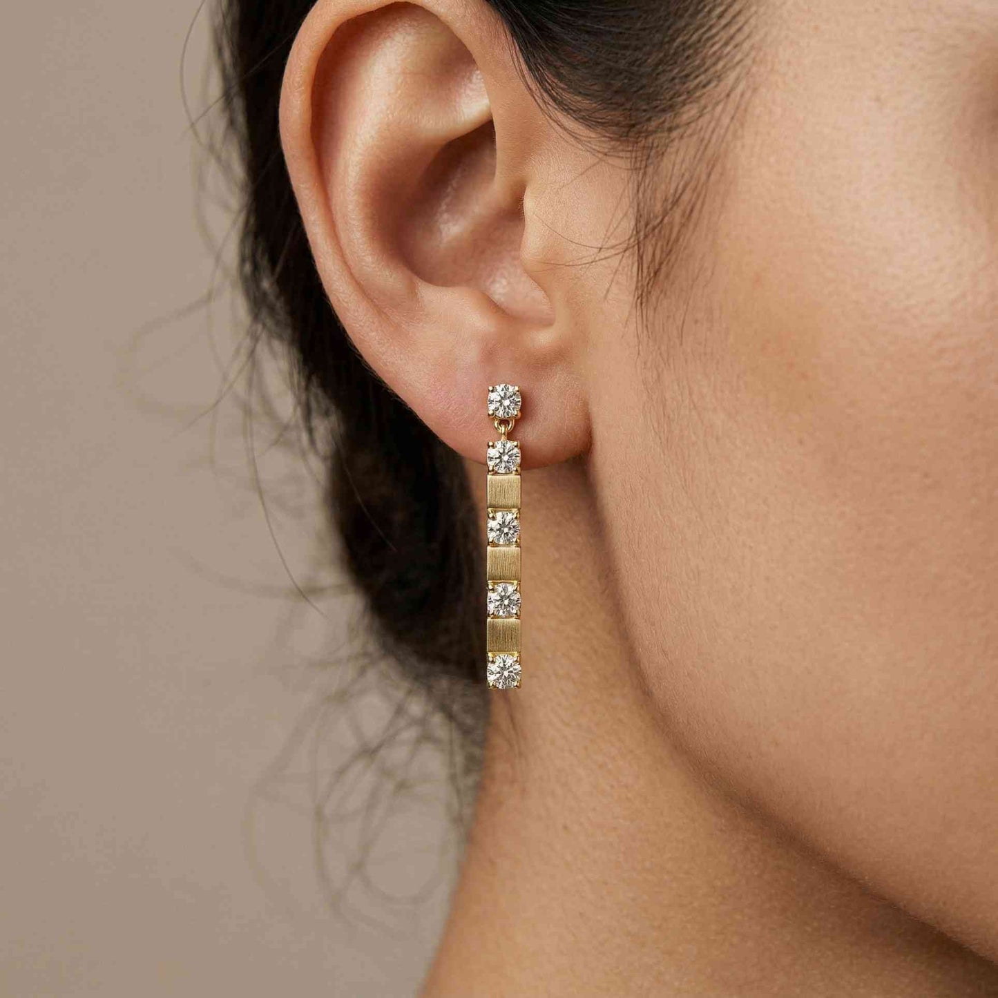 1.1Ct Moissanite Linear Bar Drop Earrings