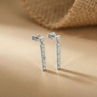 1.1Ct Moissanite Linear Bar Drop Earrings