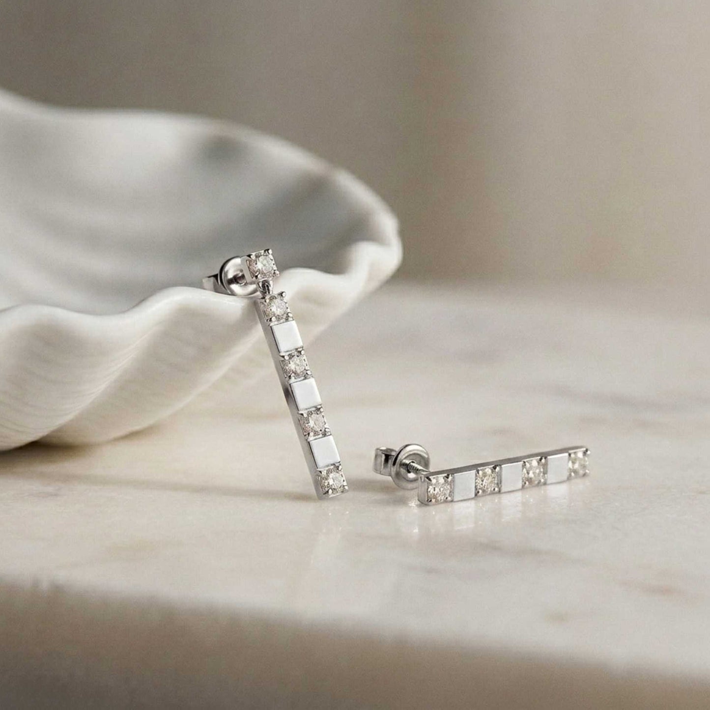 1.1Ct Moissanite Linear Bar Drop Earrings