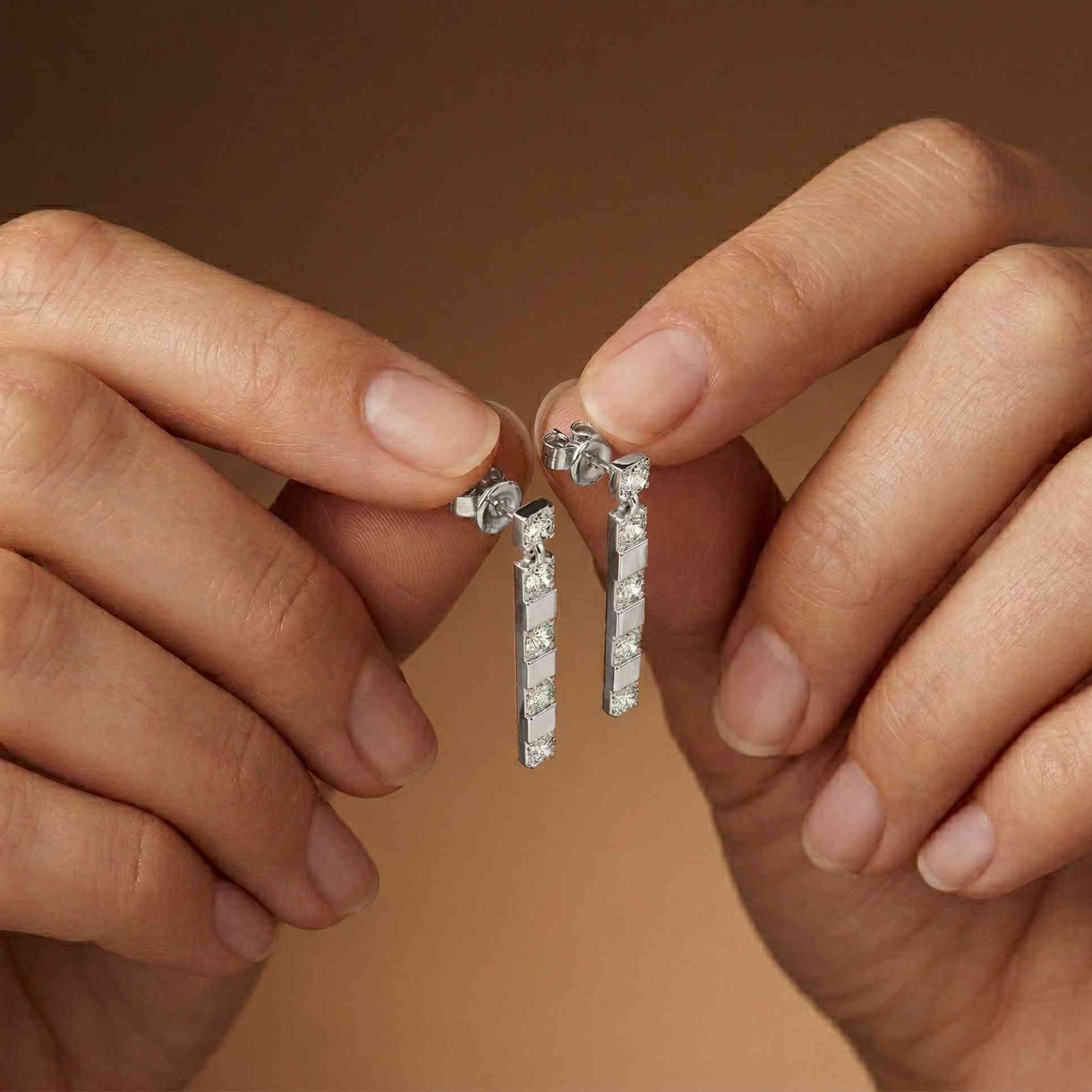 1.1Ct Moissanite Linear Bar Drop Earrings