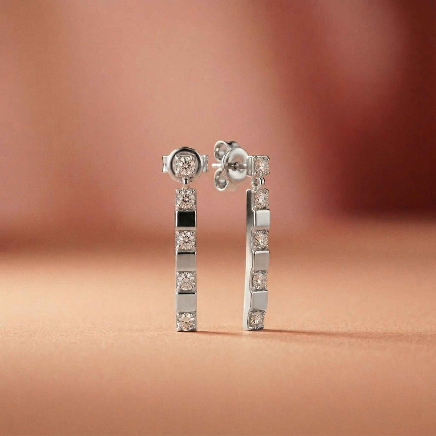 1.1Ct Moissanite Linear Bar Drop Earrings
