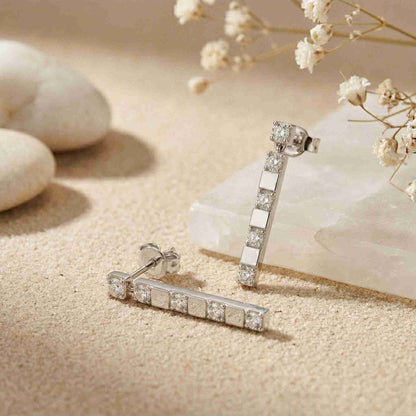 1.1Ct Moissanite Linear Bar Drop Earrings