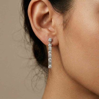 1.1Ct Moissanite Linear Bar Drop Earrings