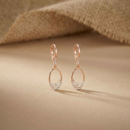0.27Ct Moissanite Oval Drop Hoop Earrings