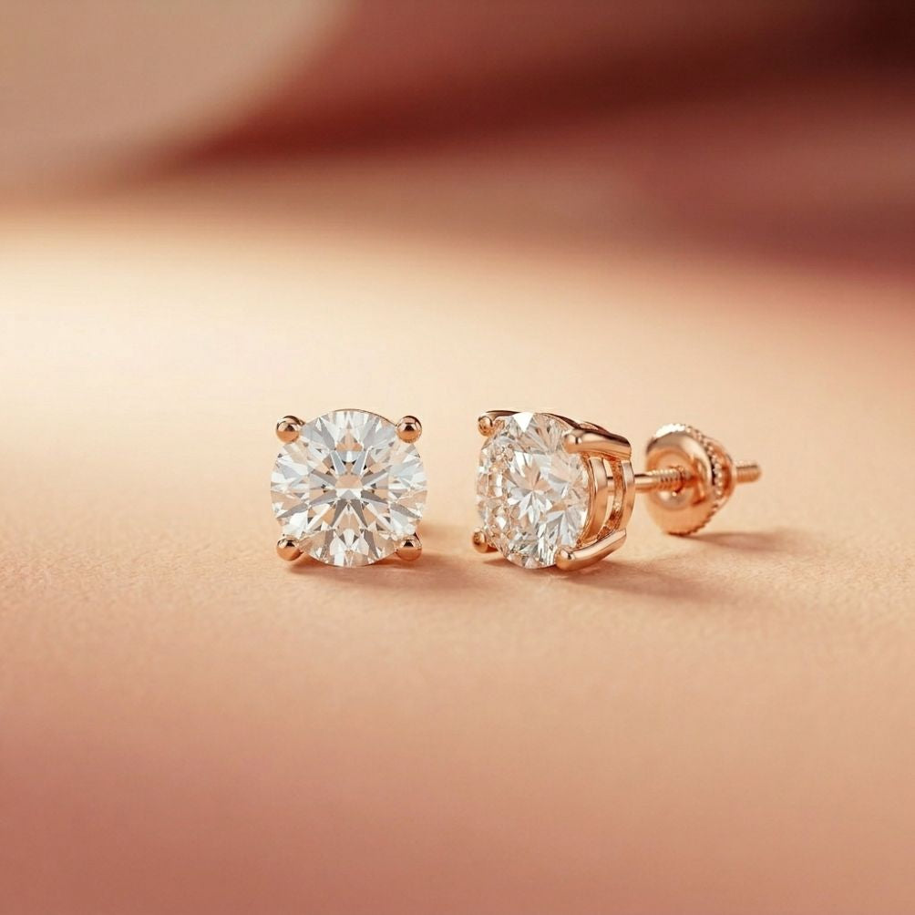 4Ct Moissanite Classic Round Solitaire Stud Earrings