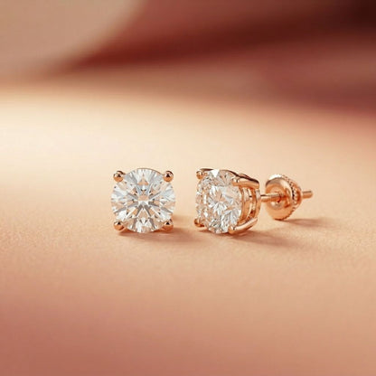 4Ct Moissanite Classic Round Solitaire Stud Earrings