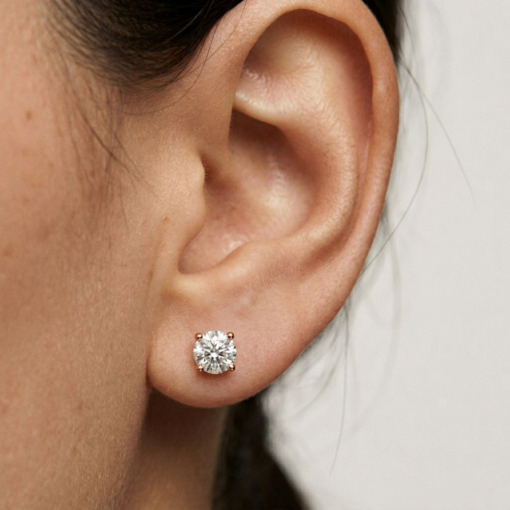 4Ct Moissanite Classic Round Solitaire Stud Earrings