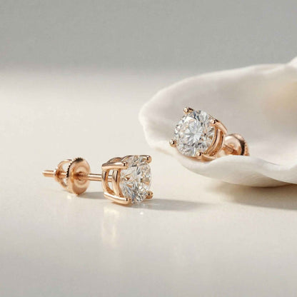 4Ct Moissanite Classic Round Solitaire Stud Earrings