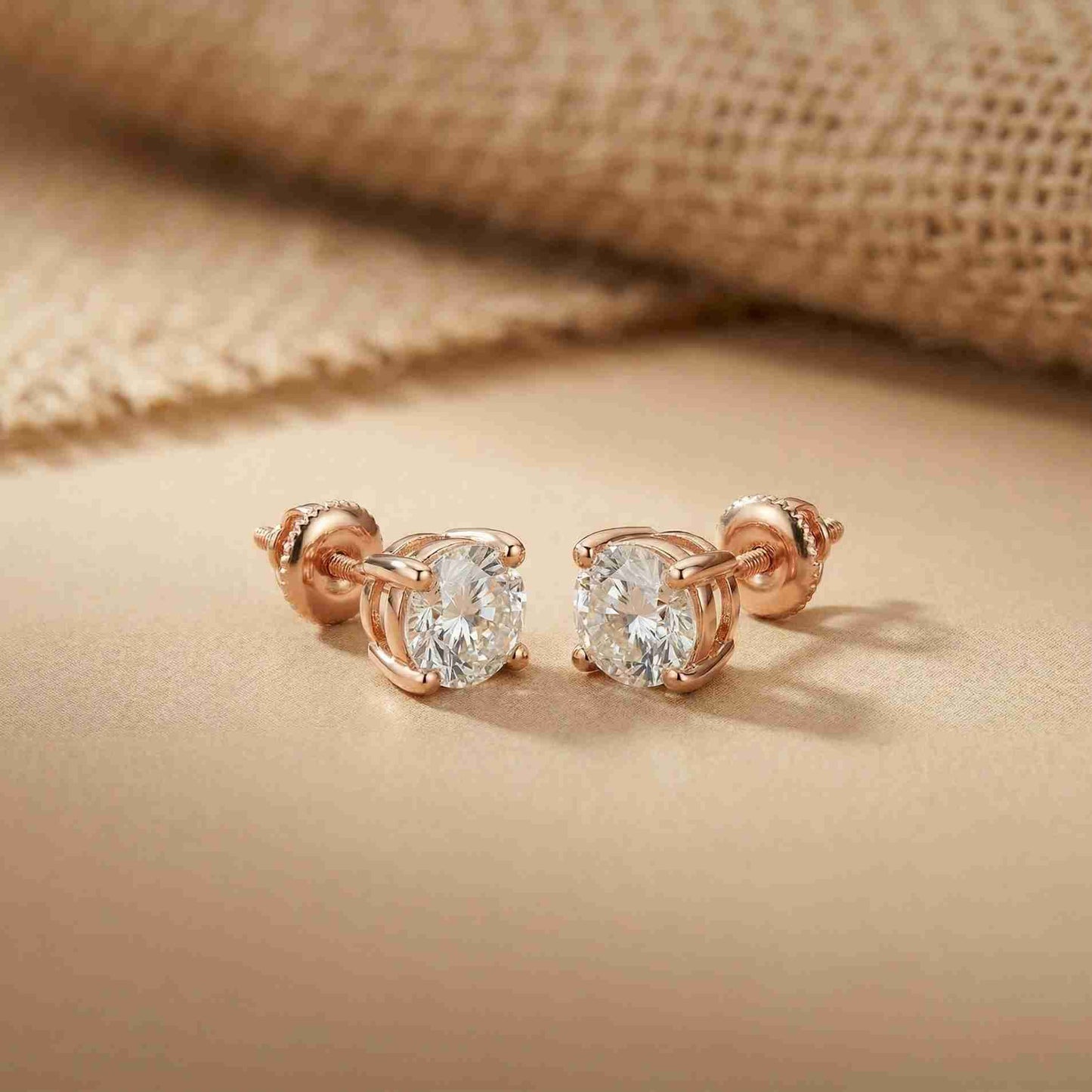 4Ct Moissanite Classic Round Solitaire Stud Earrings