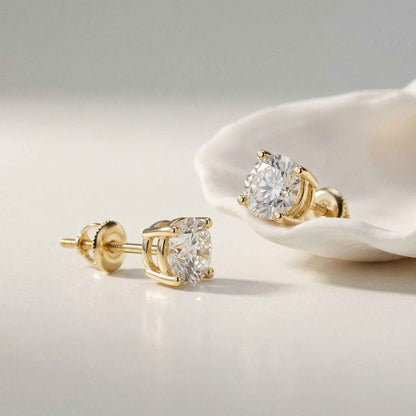 4Ct Moissanite Classic Round Solitaire Stud Earrings