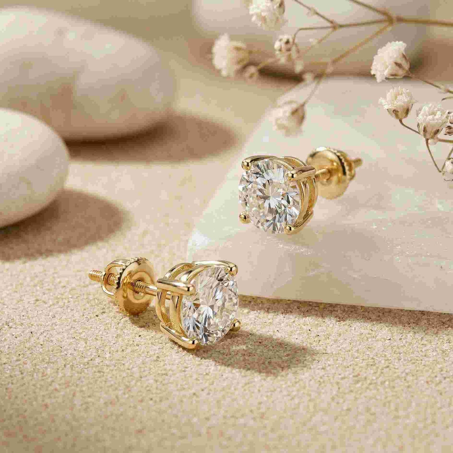 4Ct Moissanite Classic Round Solitaire Stud Earrings