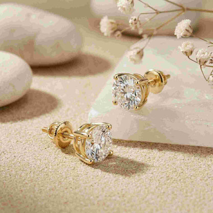 4Ct Moissanite Classic Round Solitaire Stud Earrings