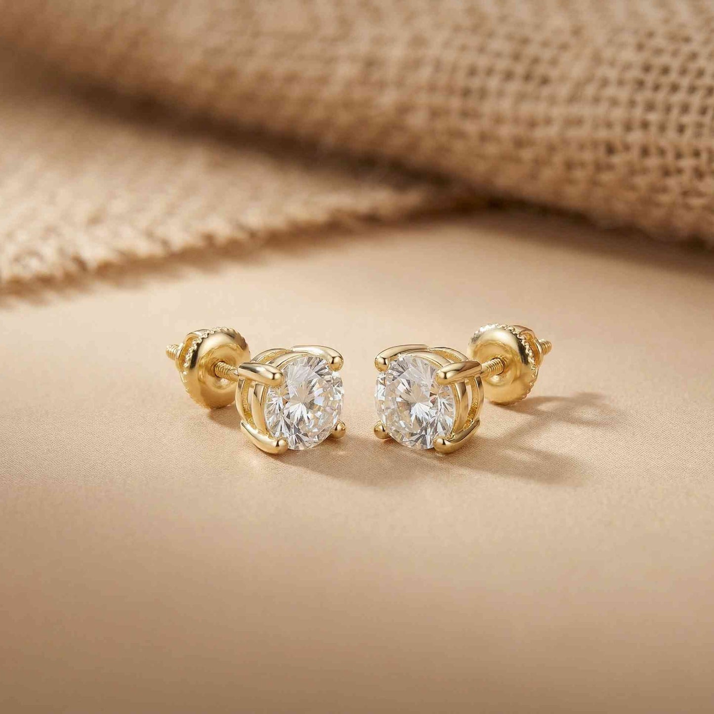 4Ct Moissanite Classic Round Solitaire Stud Earrings