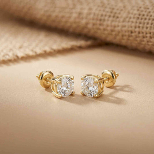 4Ct Moissanite Classic Round Solitaire Stud Earrings