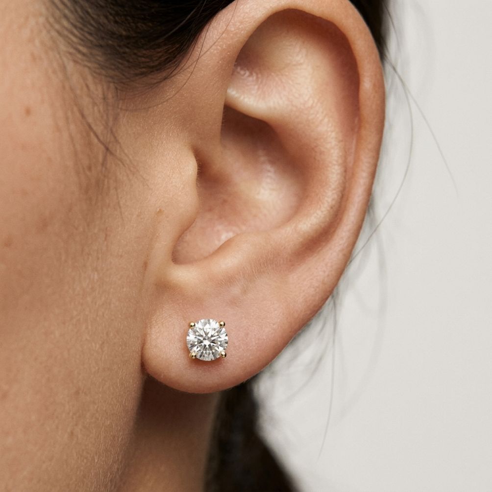 4Ct Moissanite Classic Round Solitaire Stud Earrings