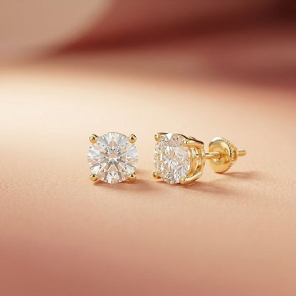 4Ct Moissanite Classic Round Solitaire Stud Earrings