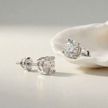 4Ct Moissanite Classic Round Solitaire Stud Earrings