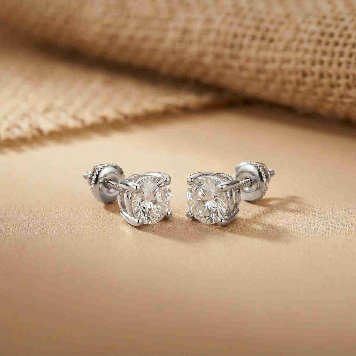 4Ct Moissanite Classic Round Solitaire Stud Earrings