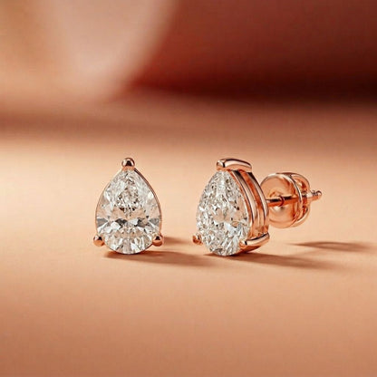 3.5Ct Moissanite Elegant Pear Cut Solitaire Stud Earrings