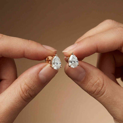 3.5Ct Moissanite Elegant Pear Cut Solitaire Stud Earrings
