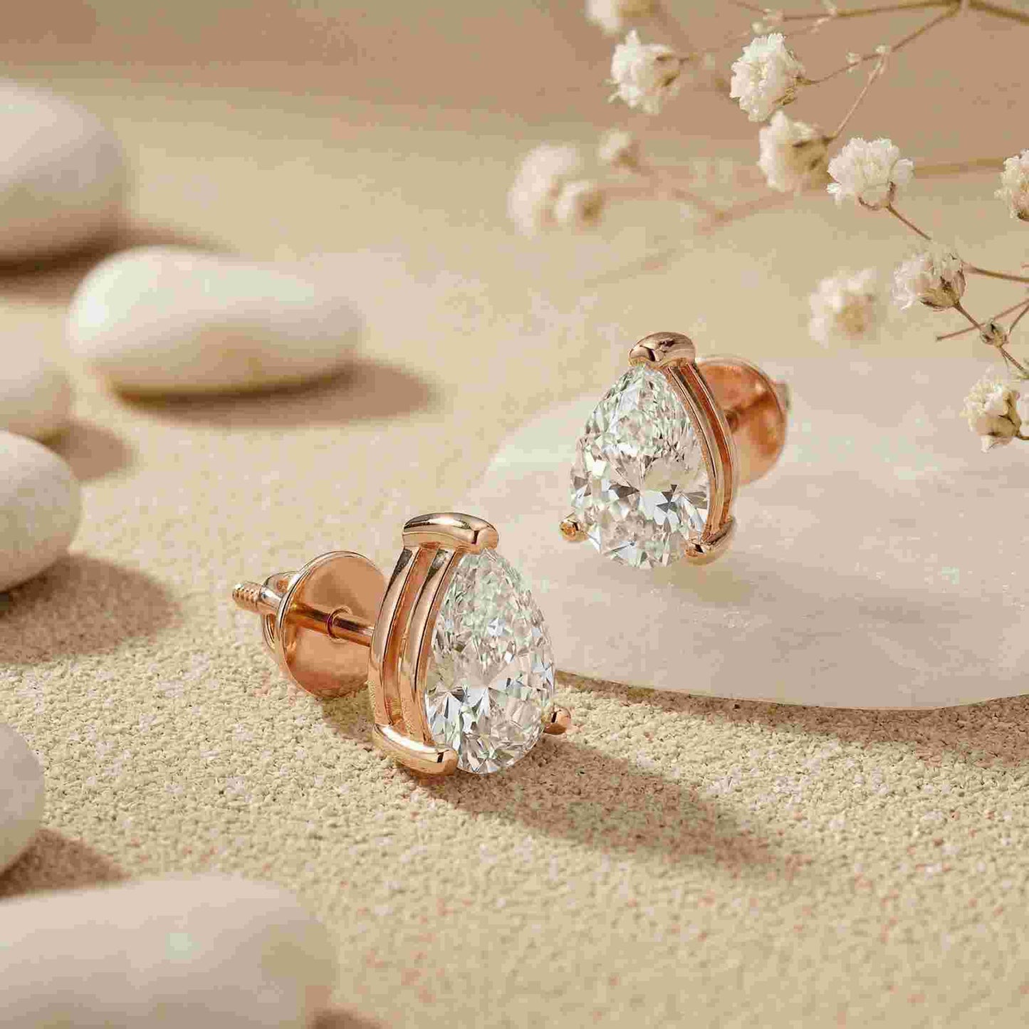 3.5Ct Moissanite Elegant Pear Cut Solitaire Stud Earrings