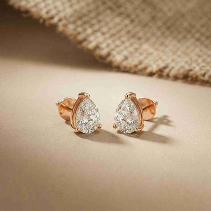 3.5Ct Moissanite Elegant Pear Cut Solitaire Stud Earrings