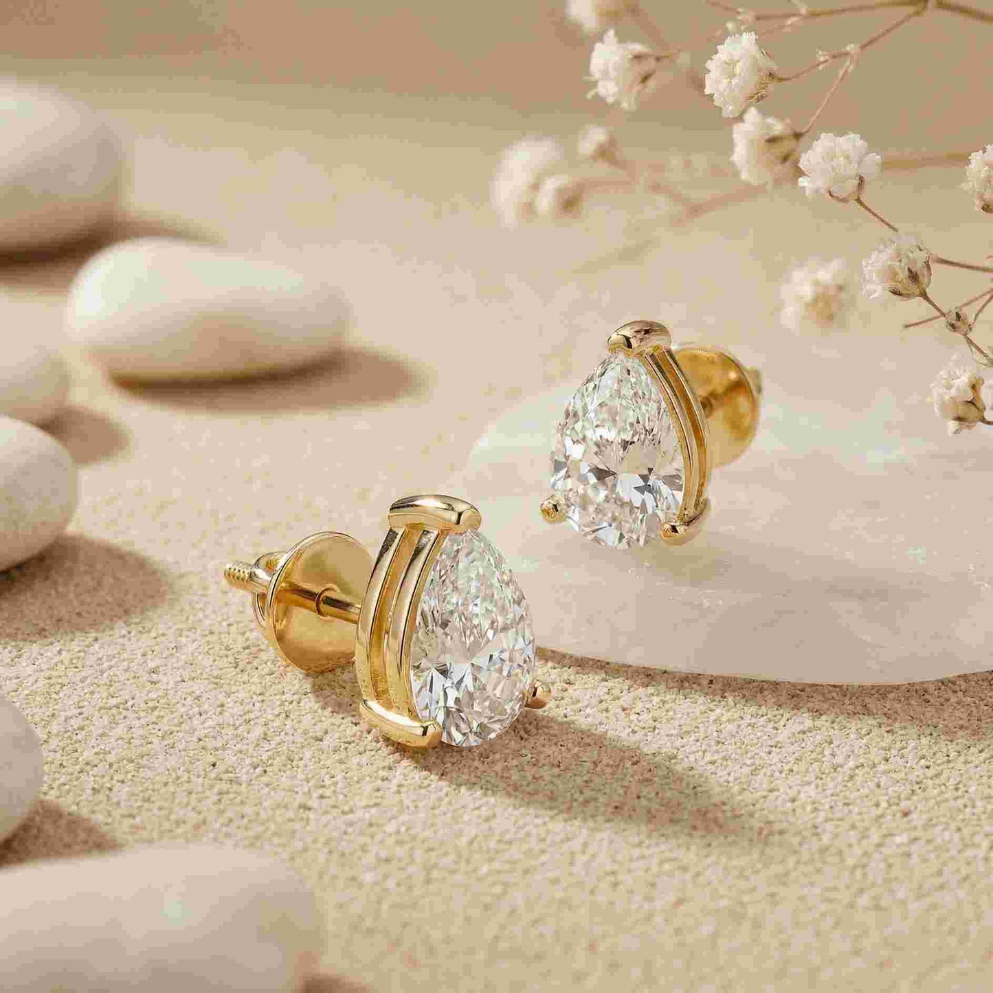 3.5Ct Moissanite Elegant Pear Cut Solitaire Stud Earrings