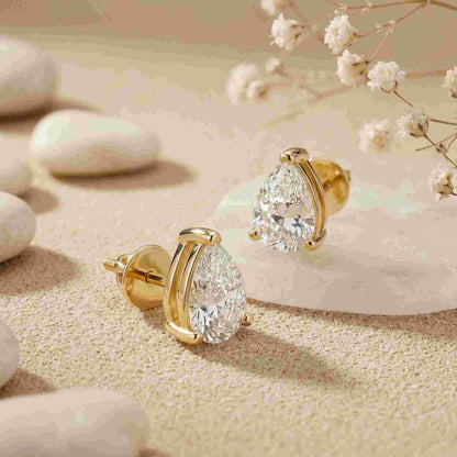 3.5Ct Moissanite Elegant Pear Cut Solitaire Stud Earrings