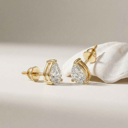 3.5Ct Moissanite Elegant Pear Cut Solitaire Stud Earrings