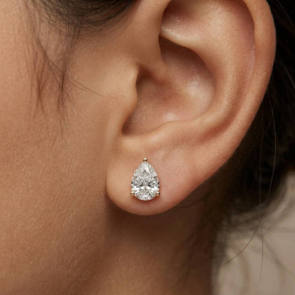 3.5Ct Moissanite Elegant Pear Cut Solitaire Stud Earrings