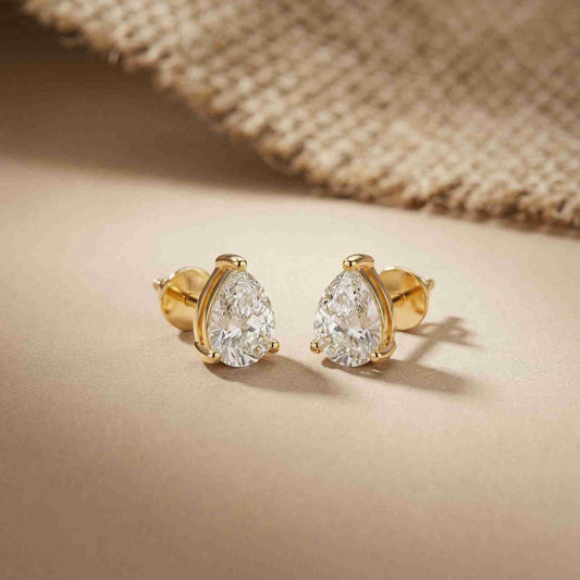 3.5Ct Moissanite Elegant Pear Cut Solitaire Stud Earrings