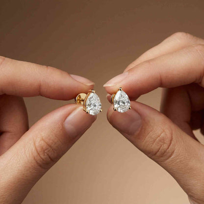 3.5Ct Moissanite Elegant Pear Cut Solitaire Stud Earrings