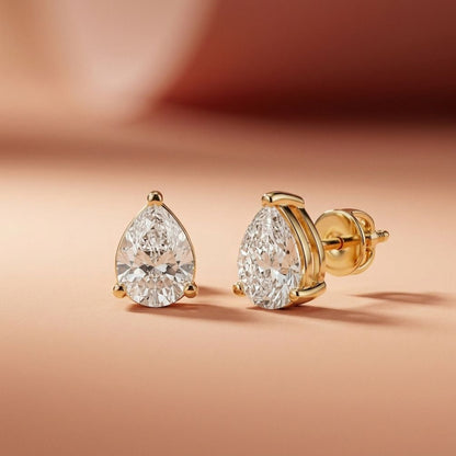 3.5Ct Moissanite Elegant Pear Cut Solitaire Stud Earrings