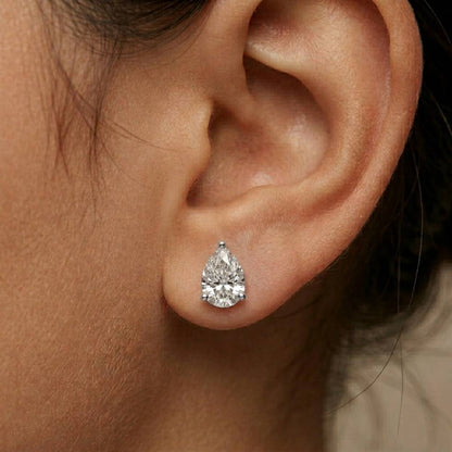 3.5Ct Moissanite Elegant Pear Cut Solitaire Stud Earrings