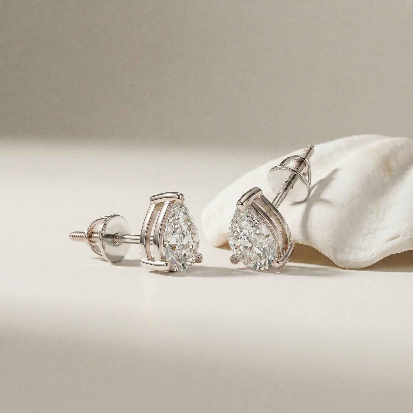 3.5Ct Moissanite Elegant Pear Cut Solitaire Stud Earrings