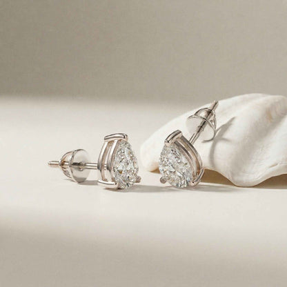 3.5Ct Moissanite Elegant Pear Cut Solitaire Stud Earrings