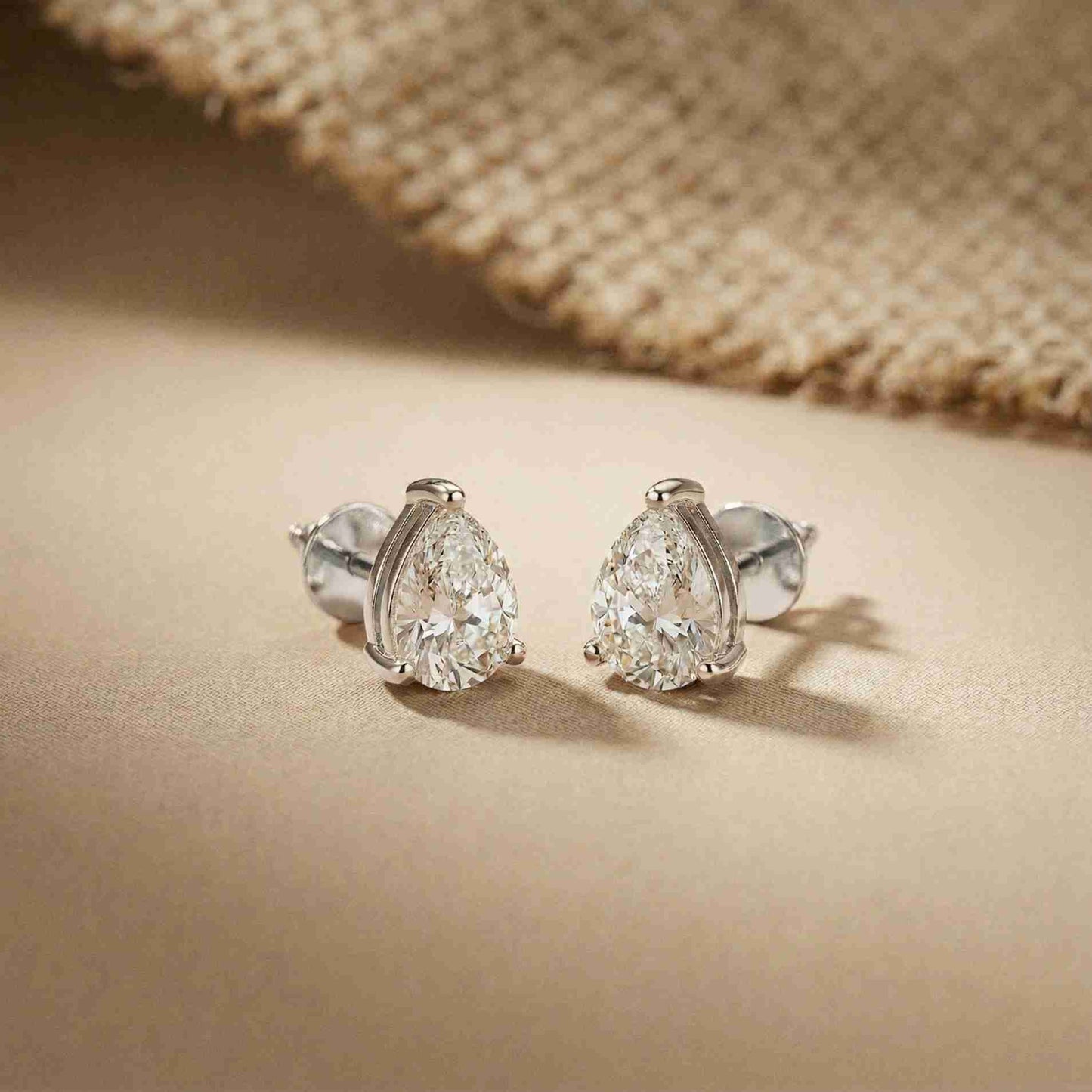 3.5Ct Moissanite Elegant Pear Cut Solitaire Stud Earrings