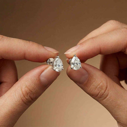 3.5Ct Moissanite Elegant Pear Cut Solitaire Stud Earrings