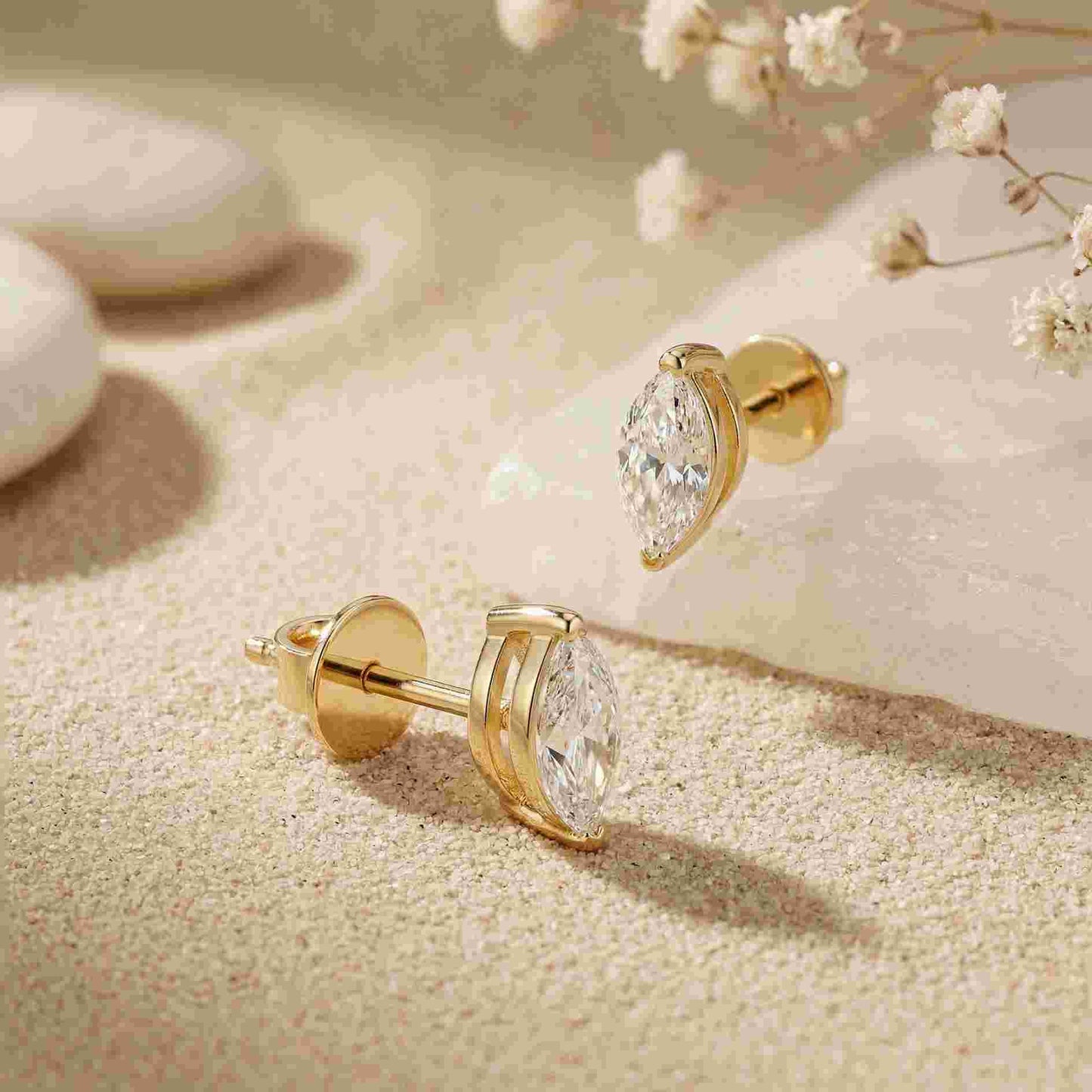 1.5Ct Moissanite Sleek Marquise Cut Stud Earrings