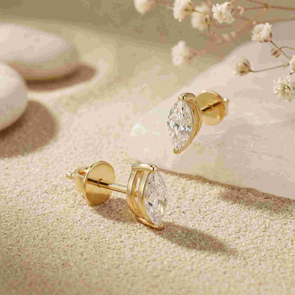 1.5Ct Moissanite Sleek Marquise Cut Stud Earrings
