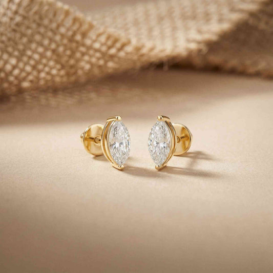 1.5Ct Moissanite Sleek Marquise Cut Stud Earrings