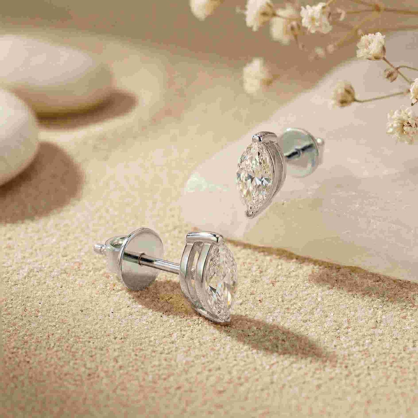1.5Ct Moissanite Sleek Marquise Cut Stud Earrings