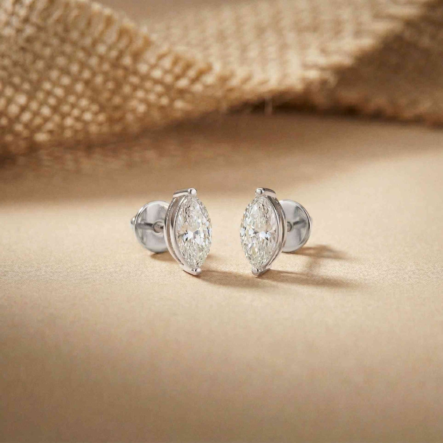 1.5Ct Moissanite Sleek Marquise Cut Stud Earrings