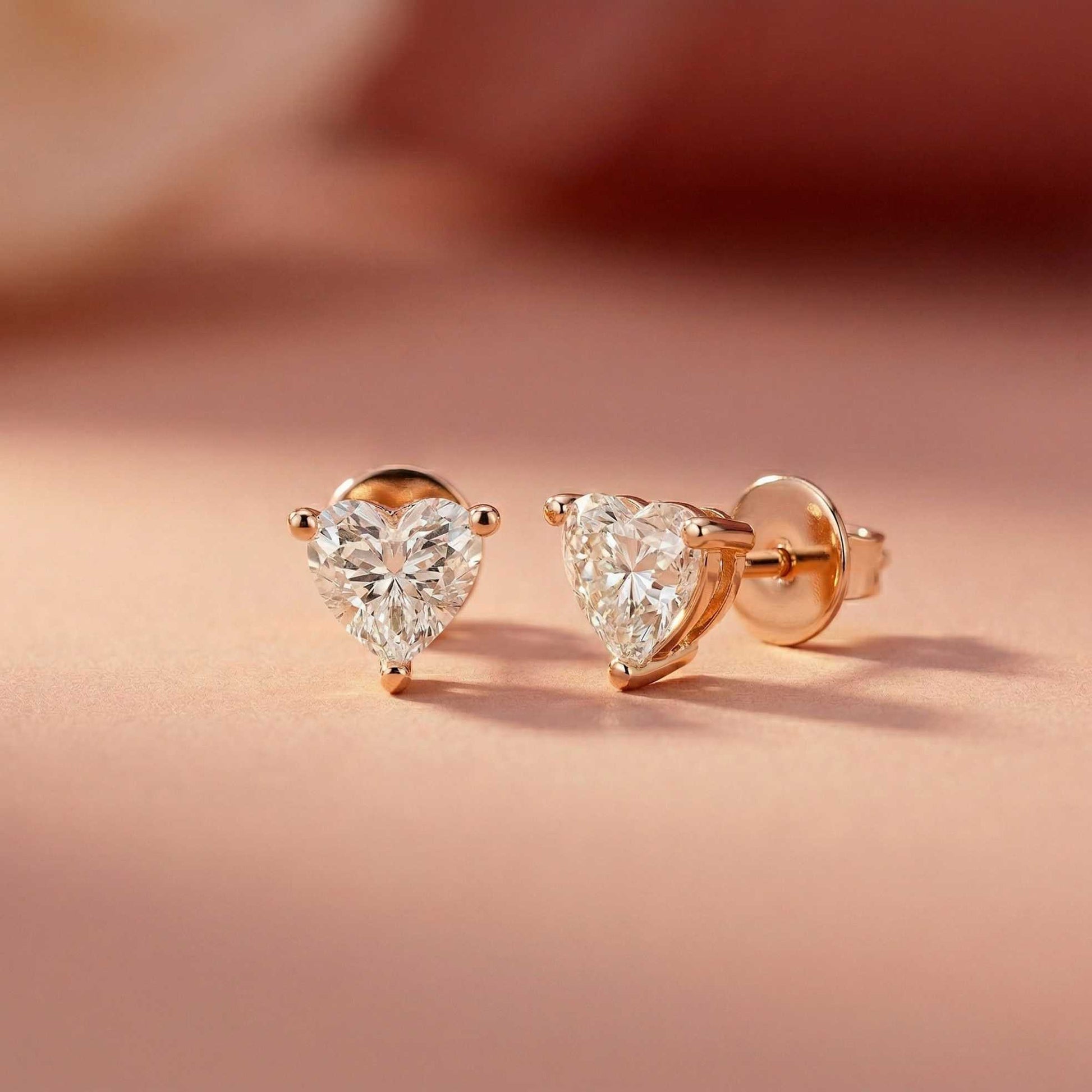 1.5Ct Moissanite Classic Heart Cut Solitaire Stud Earrings