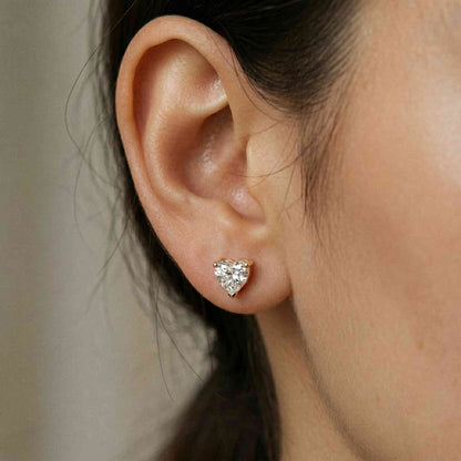 1.5Ct Moissanite Classic Heart Cut Solitaire Stud Earrings