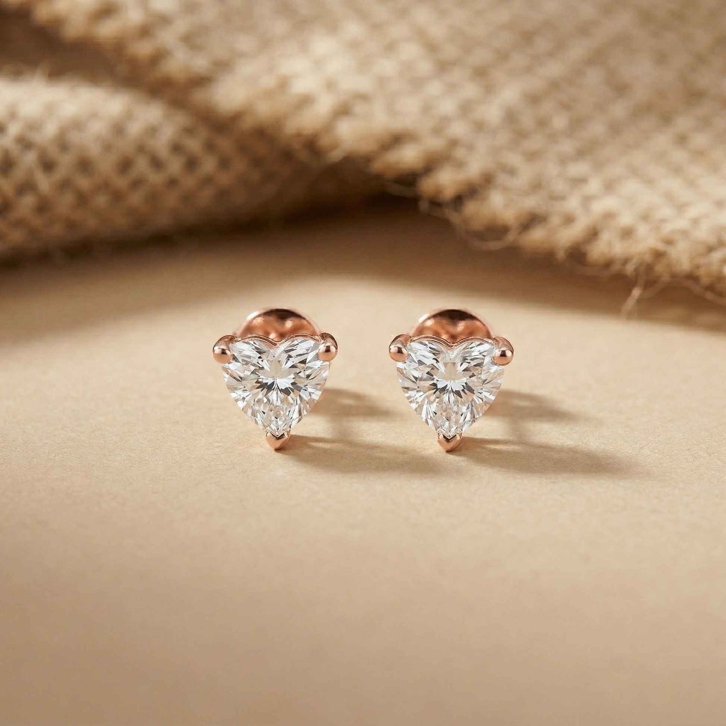 1.5Ct Moissanite Classic Heart Cut Solitaire Stud Earrings