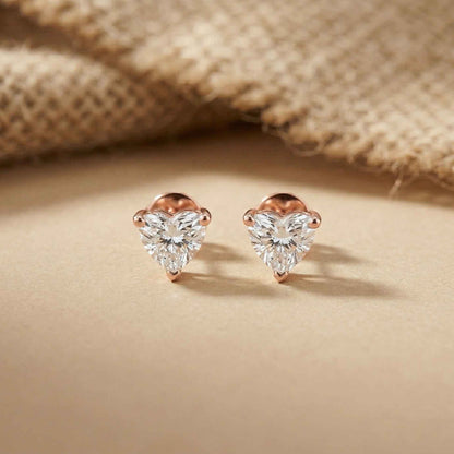 1.5Ct Moissanite Classic Heart Cut Solitaire Stud Earrings