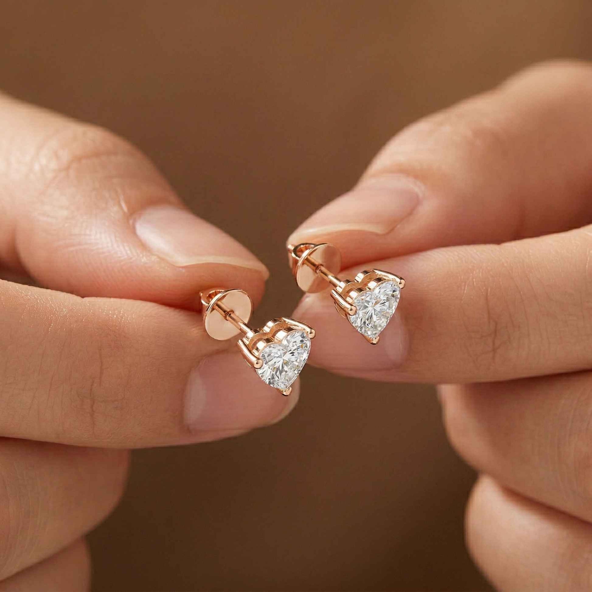 1.5Ct Moissanite Classic Heart Cut Solitaire Stud Earrings
