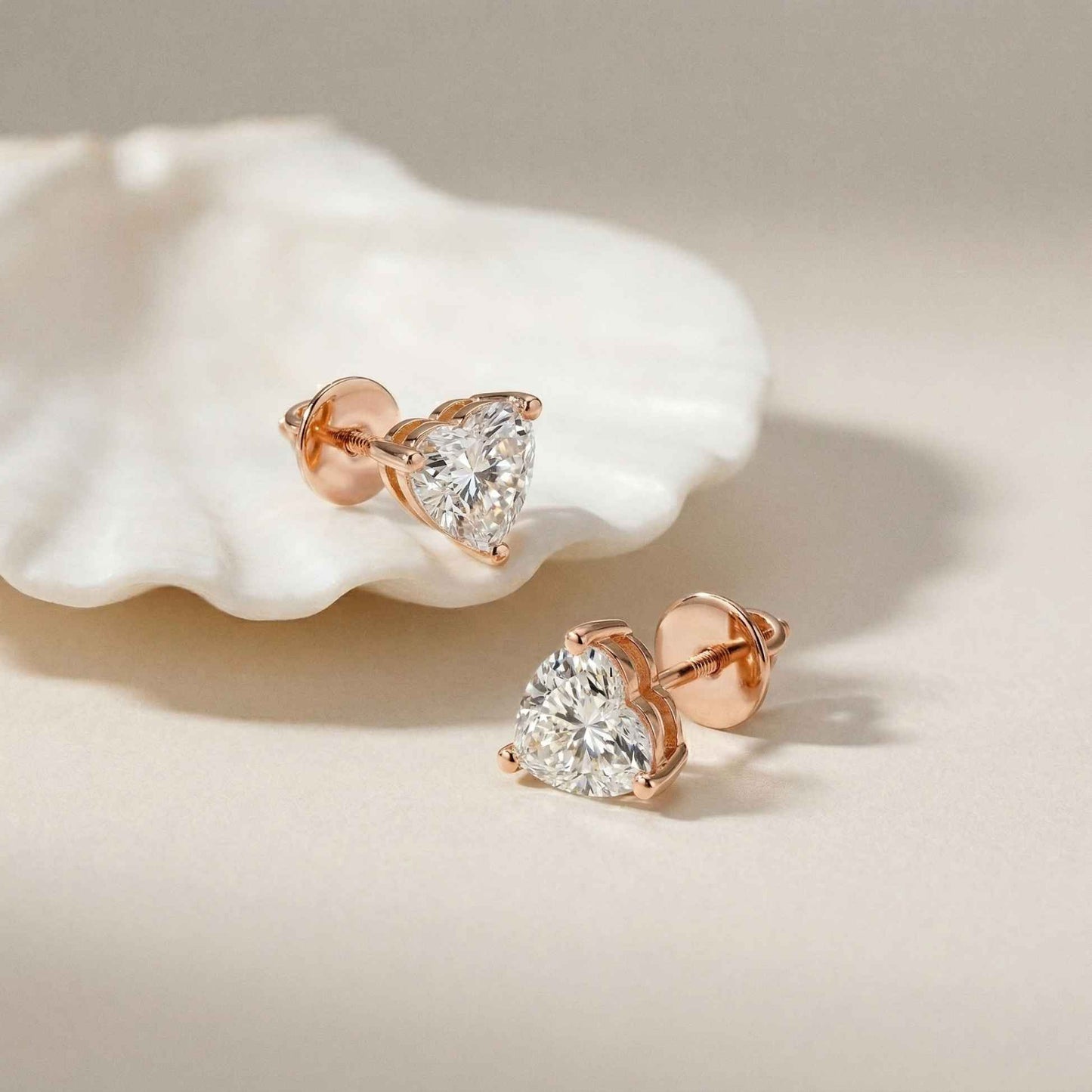 1.5Ct Moissanite Classic Heart Cut Solitaire Stud Earrings